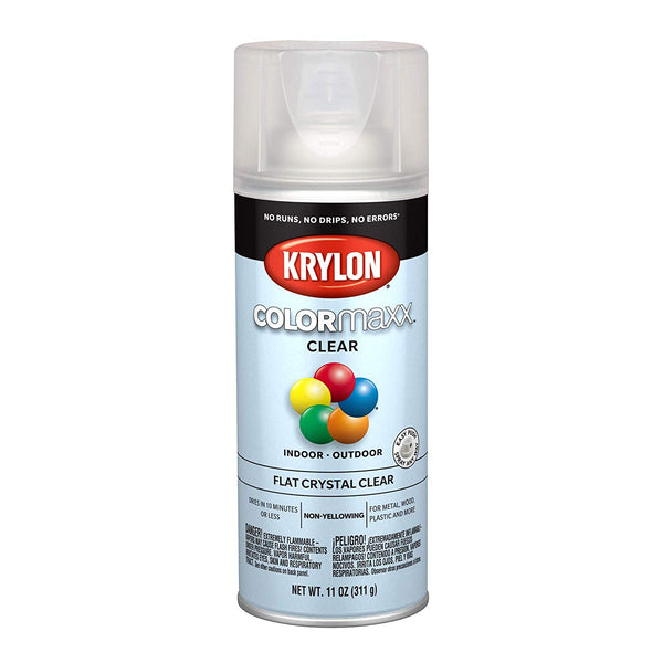 Krylon K05547007 COLORmaxx Acrylic Spray Paint, Flat Crystal Clear, 12 Oz