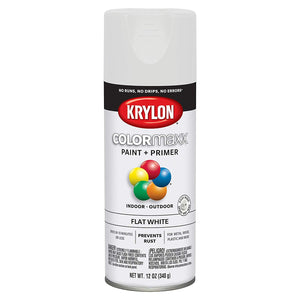 Krylon K05548007 COLORmaxx Paint + Primer Spray, Flat White, 12 Oz