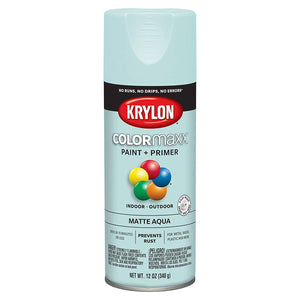 Krylon K05549007 COLORmaxx Paint + Primer Spray, Matte Aqua, 12 Oz