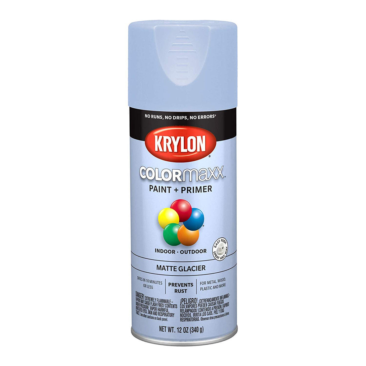 Krylon K05551007 COLORmaxx Paint + Primer Spray, Matte Glacier, 12 Oz