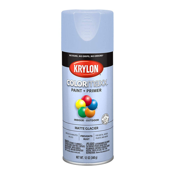 Krylon K05551007 COLORmaxx Paint + Primer Spray, Matte Glacier, 12 Oz
