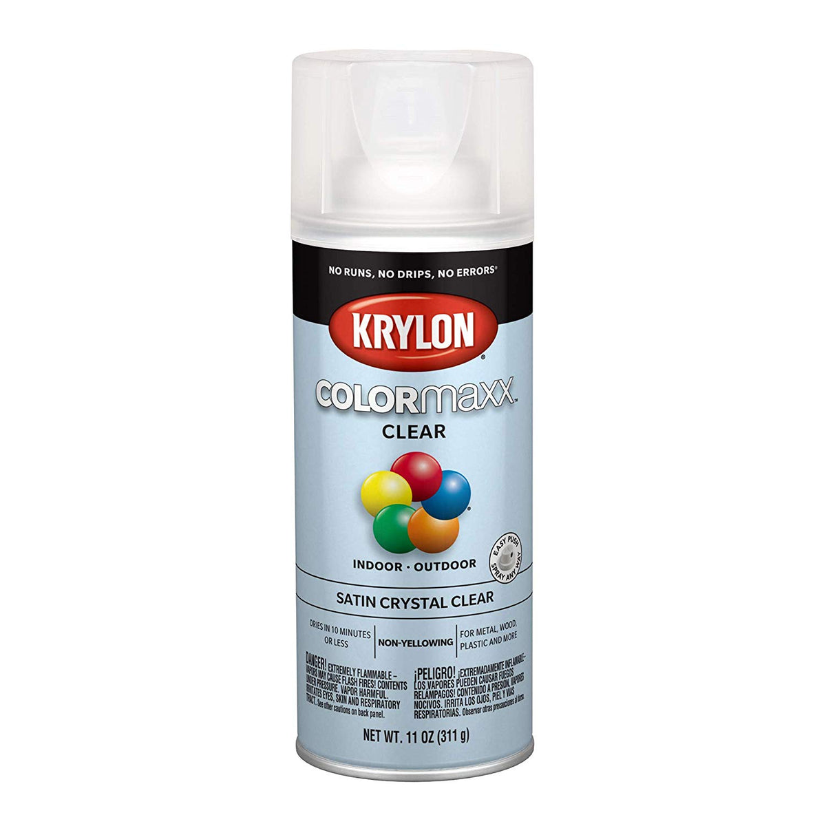 Krylon K05562007 COLORmaxx Acrylic Spray Paint, Satin Crystal Clear, 12 Oz