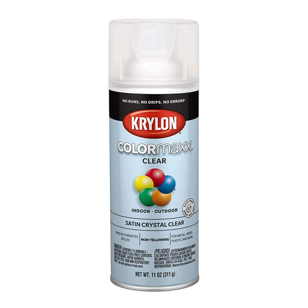 Krylon K05562007 COLORmaxx Acrylic Spray Paint, Satin Crystal Clear, 12 Oz