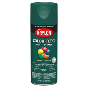 Krylon K05563007 COLORmaxx Paint + Primer Spray, Satin Hunter Green, 12 Oz