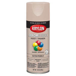 Krylon K05572007 COLORmaxx Paint + Primer Spray, Satin Pebble, 12 Oz