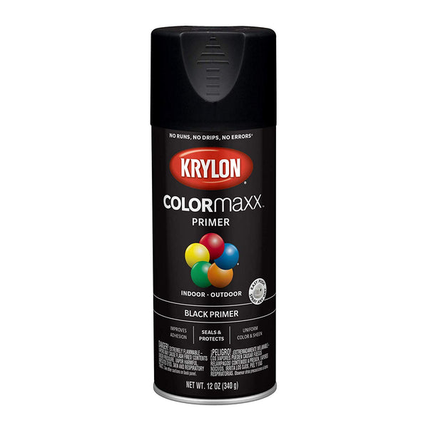 Krylon K05581007 COLORmaxx Primer Spray, Black, 12 Oz