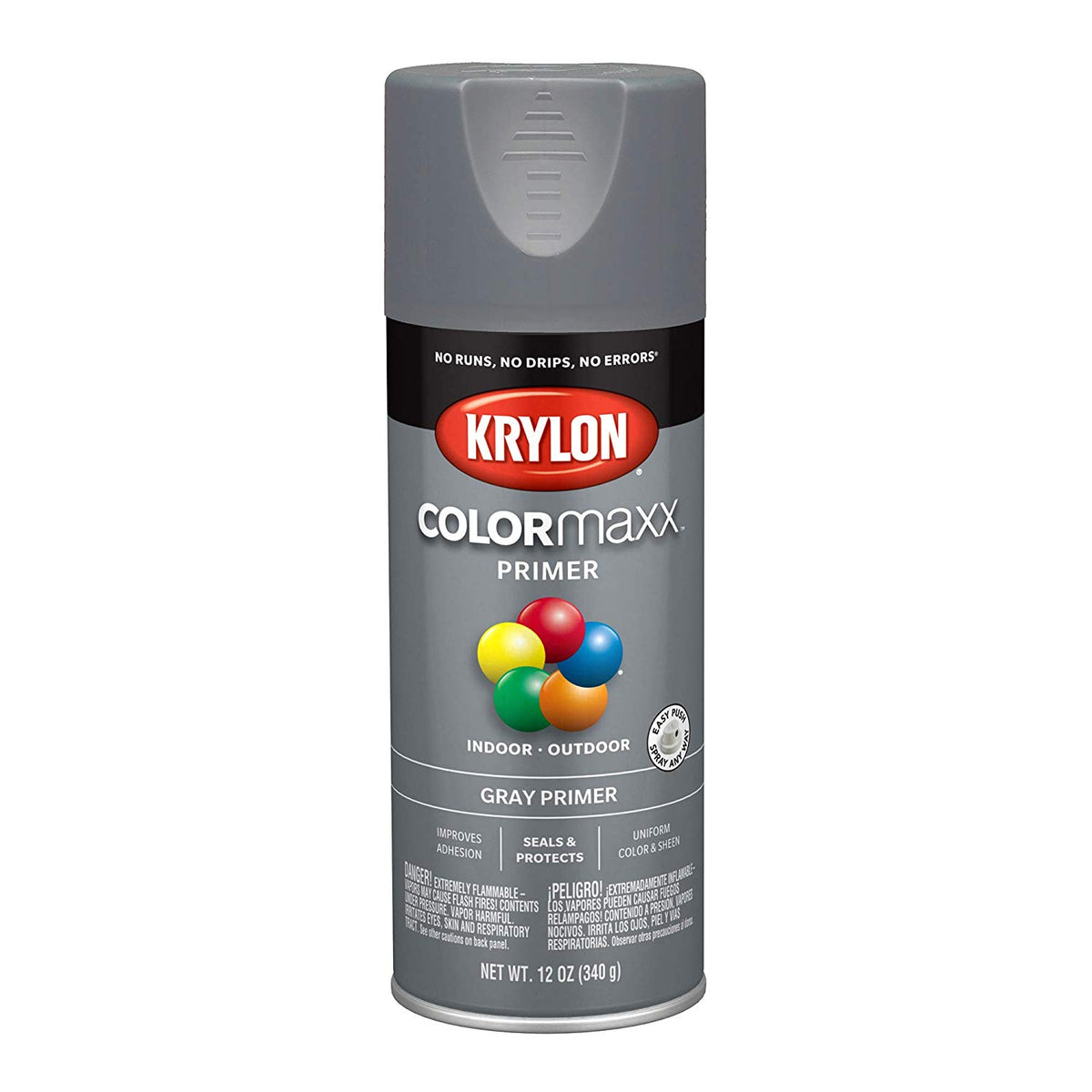 Krylon K05582007 COLORmaxx Primer Spray, Gray, 12 Oz