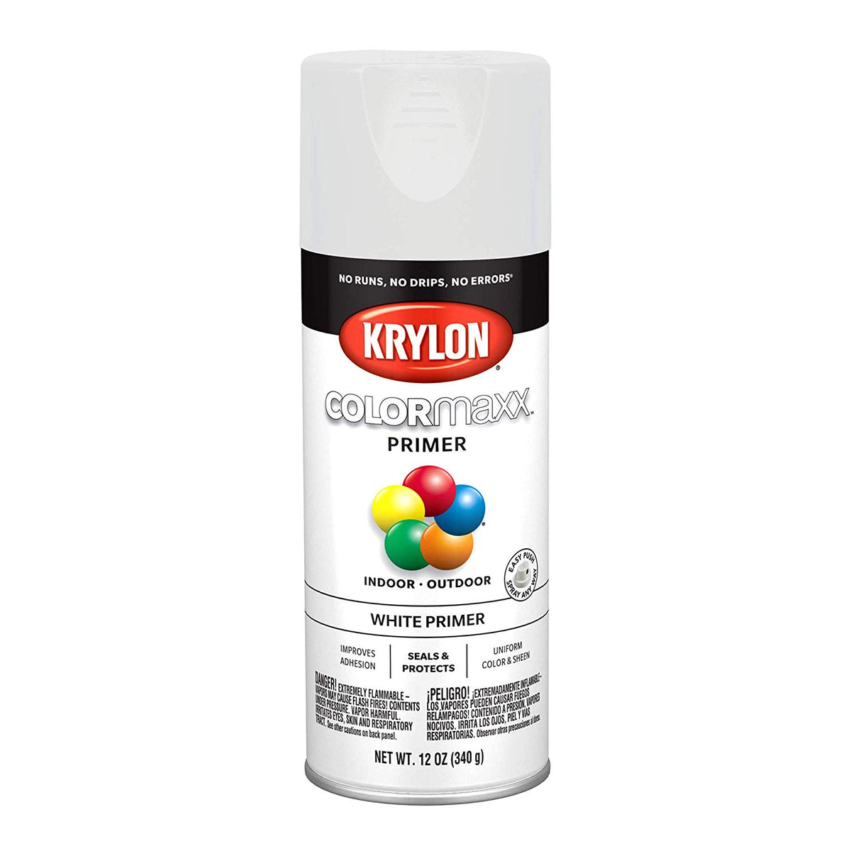 Krylon K05584007 COLORmaxx Primer Spray, White, 12 Oz