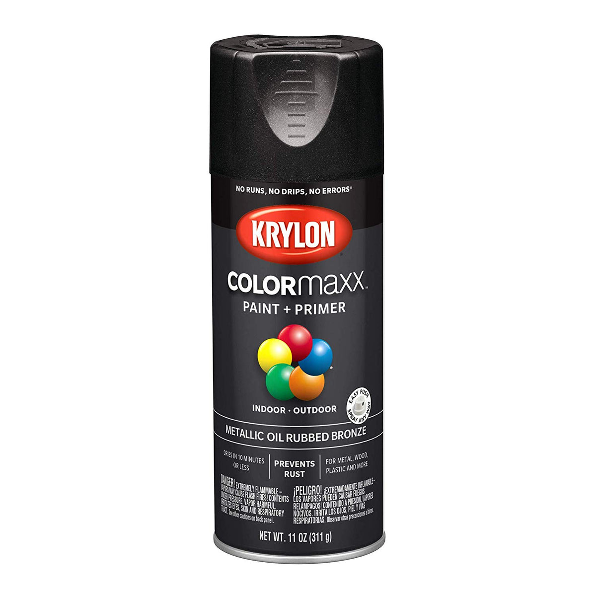 Krylon K05585007 COLORmaxx Paint+Primer Spray, Metallic Oil Rubbed Bronze, 12 Oz