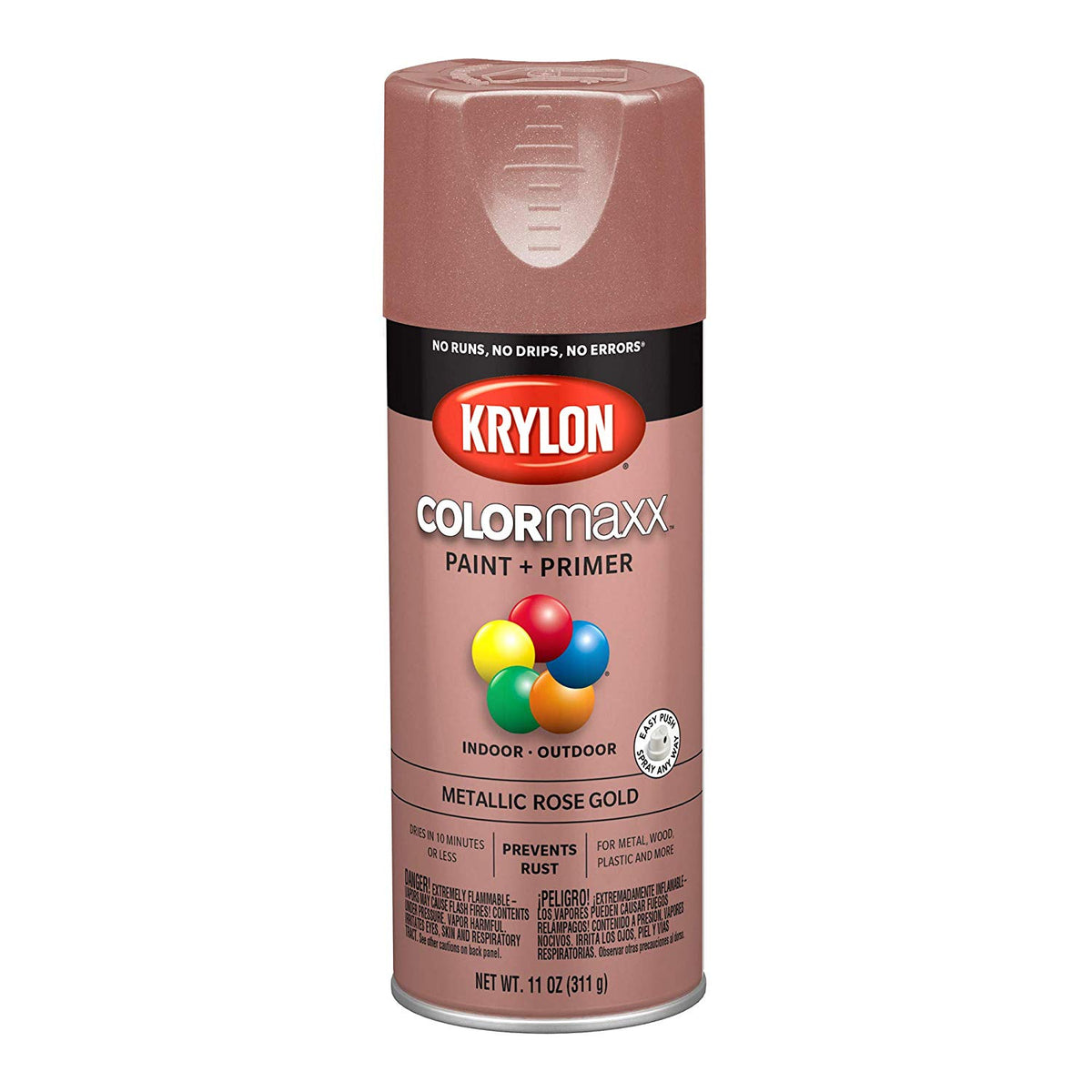 Krylon K05593007 COLORmaxx Paint+Primer Spray, Metallic Rose Gold, 12 Oz