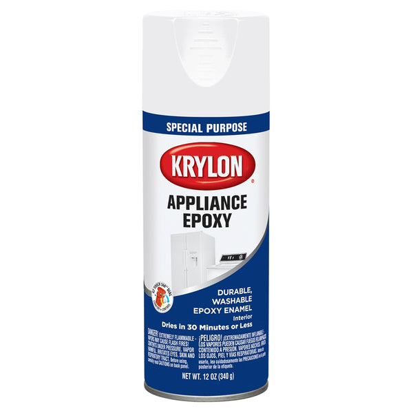 Krylon K03201007 Appliance Epoxy Spray Paint, White, 12 Oz