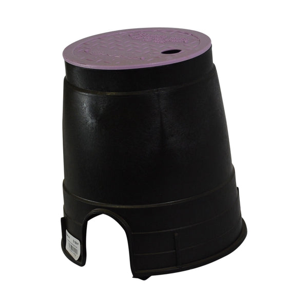 NDS D109-P Round Valve Box with Overlapping Solid Plastic Cover, Purple, 6"
