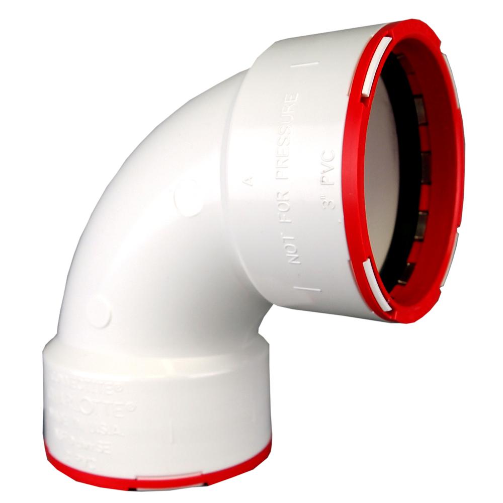 Charlotte CTT-00300-1200 ConnecTite Schedule 40 Hub PVC DWV Elbow, 90-Degree, 3"
