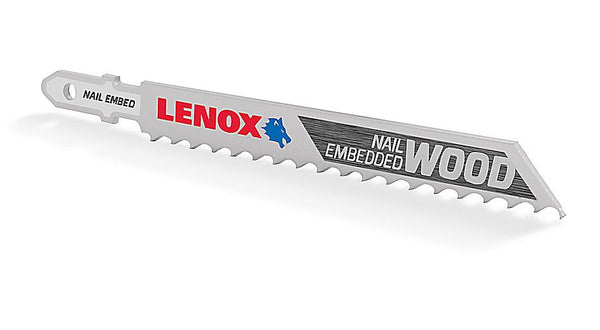 Lenox 1991406 Nail Embedded Wood Cut T-Shank Jig Saw Blades, 6 TPI, 4", 3-Pack