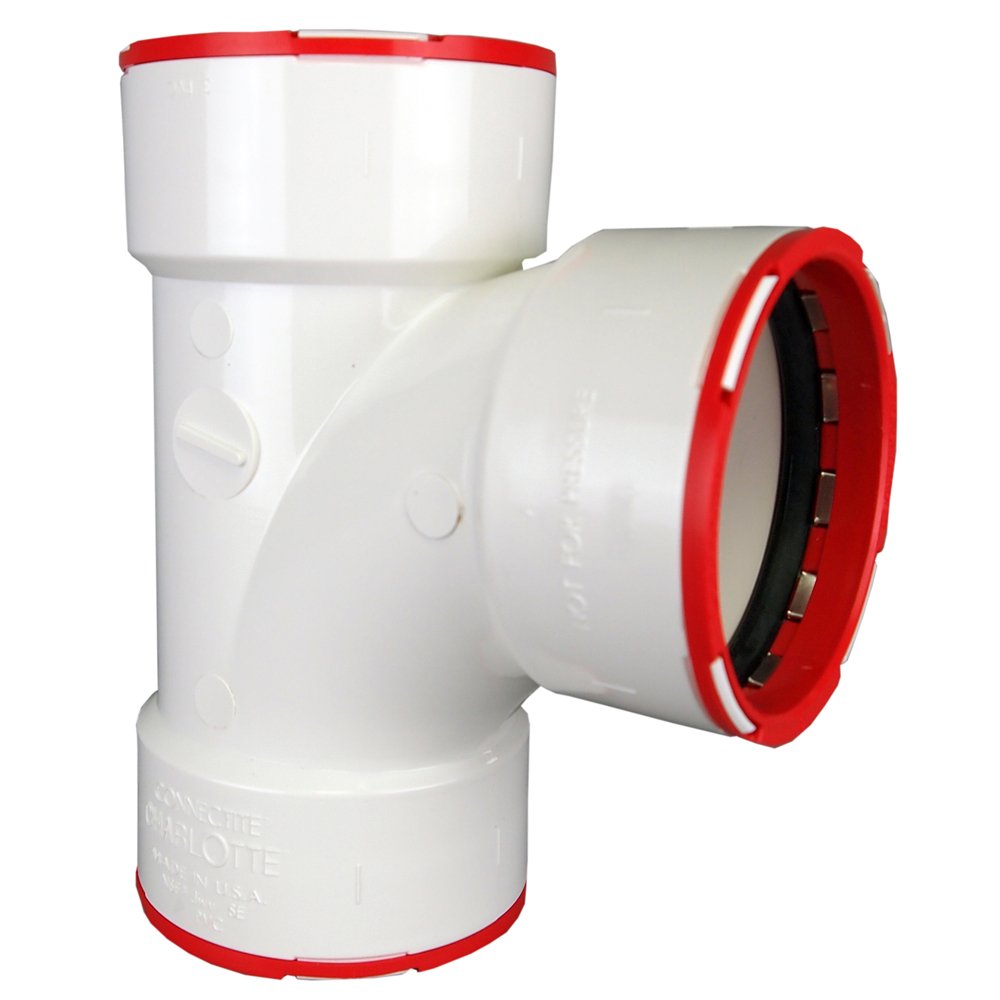 Charlotte CTT-00400-1000 ConnecTite PushFit Schedule 40 PVC DWV Sanitary Tee, 2"