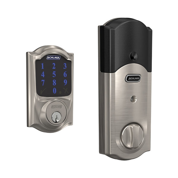 Schlage BE469ZP-V-CAM-619 Connect Smart Deadbolt with Camelot Trim, Satin Nickel