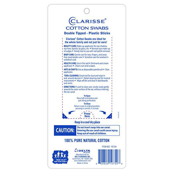 Clarisse 10754-12 Double Tipped Pure Cotton Cotton Swabs, 375-Count