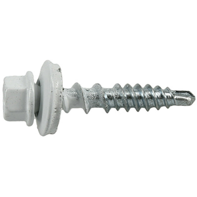 PowerPro 117902 Metal-To-Wood Self-Drilling Roofing Screws, White, 10 x 1", 1 lb