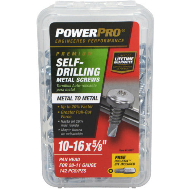 PowerPro 116118 Premium Star Drive Pan Sheet Metal Screws, #10 x 3/4", 127-Count