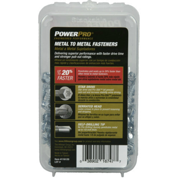 PowerPro 116120 Premium Star Drive Hex Washer Sheet Metal Screw, #8x3/4", 135-Ct