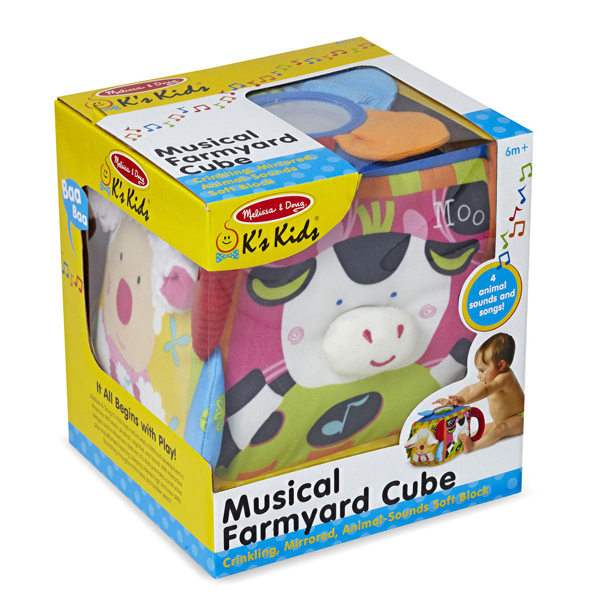 Melissa & Doug 9177 Musical Farmyard Cube Learning Toy, 6+ Months