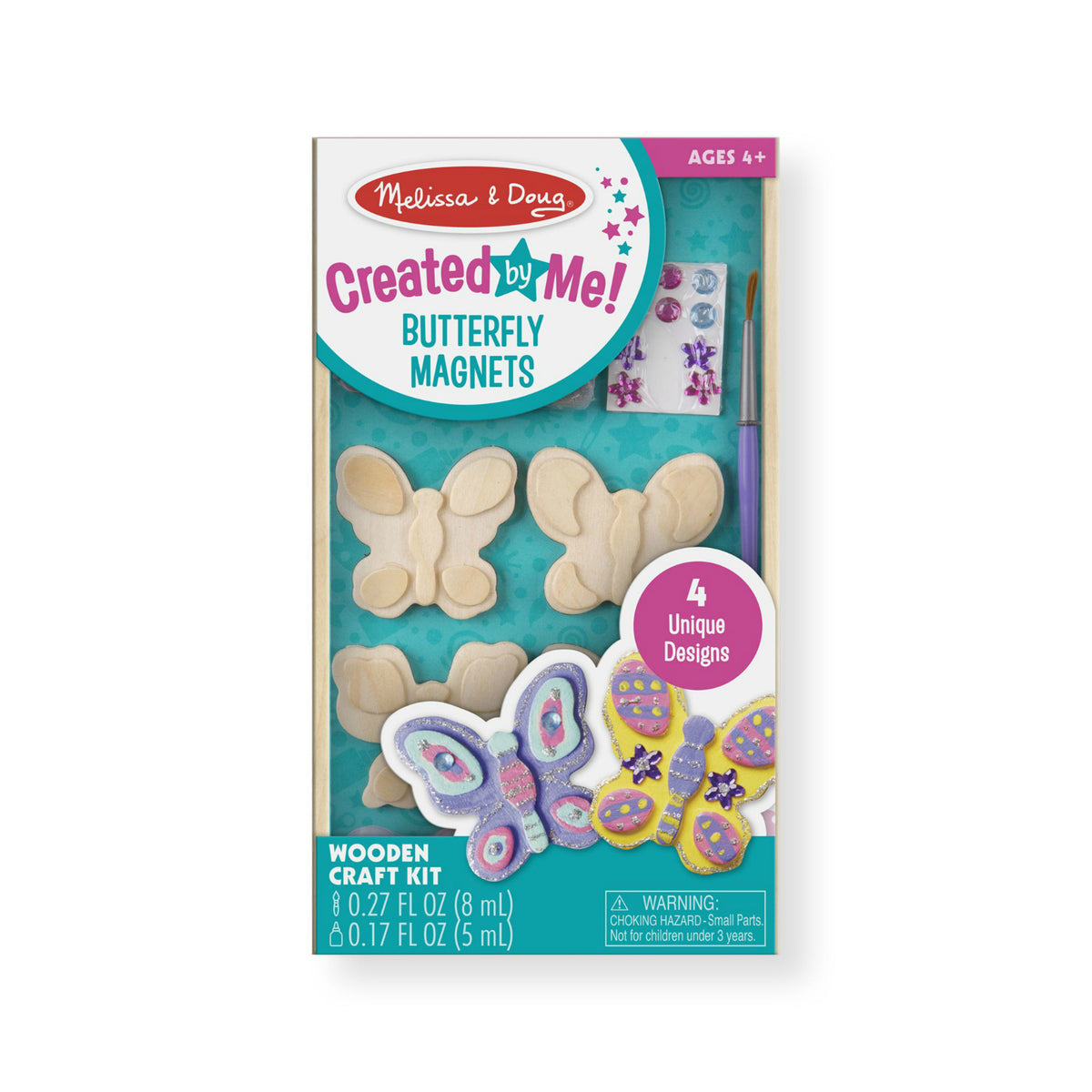 Melissa & Doug 9515 Created by Me! Butterfly Magnets Wooden Craft Kit, Age 4+