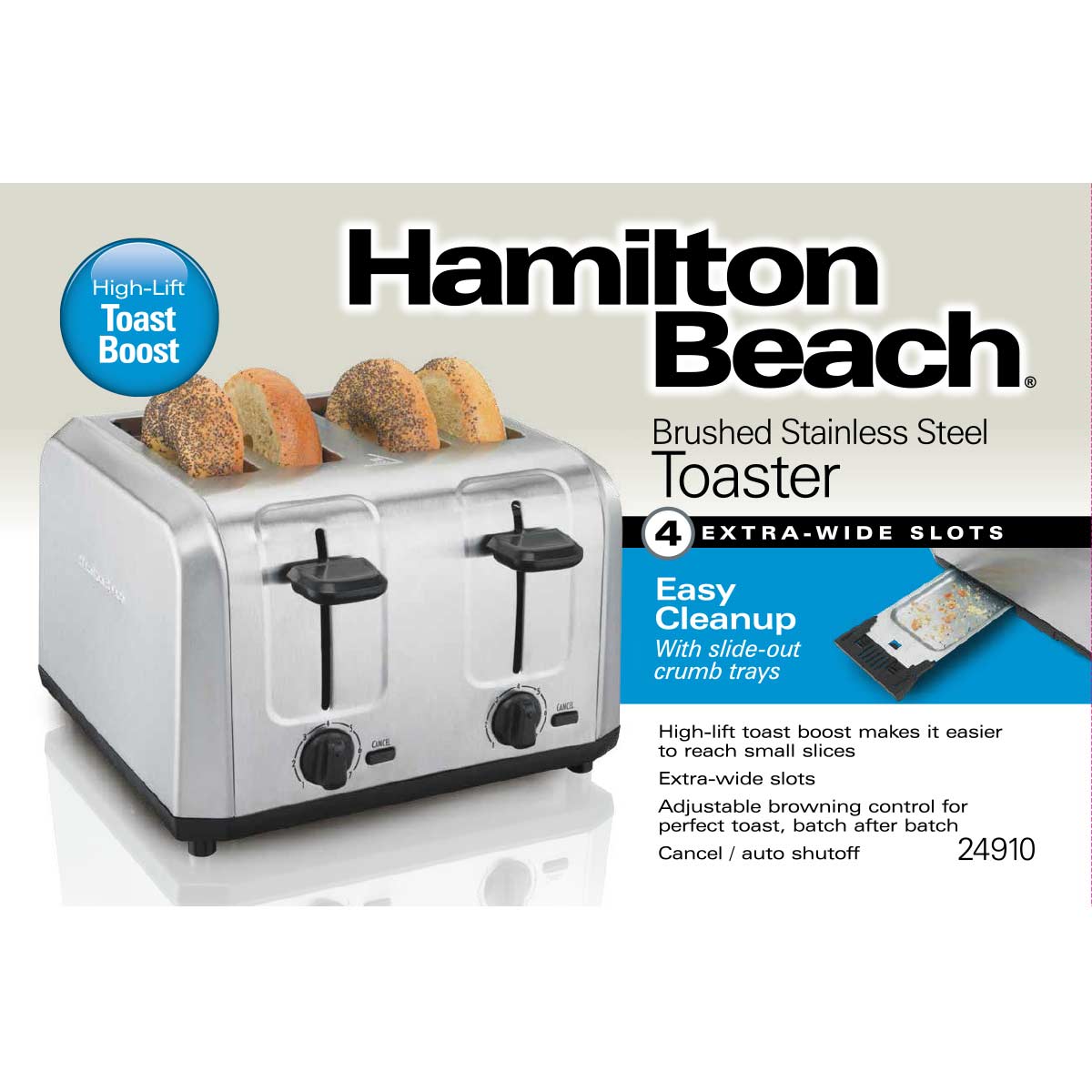 Hamilton Beach 1560-Watt 4-Slice Classic Stainless Steel Toaster