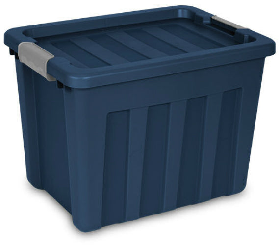 Sterilite 16867406 Ultra Tote, True Blue Lid & Base w/ Titanium Latches, 18 Gal