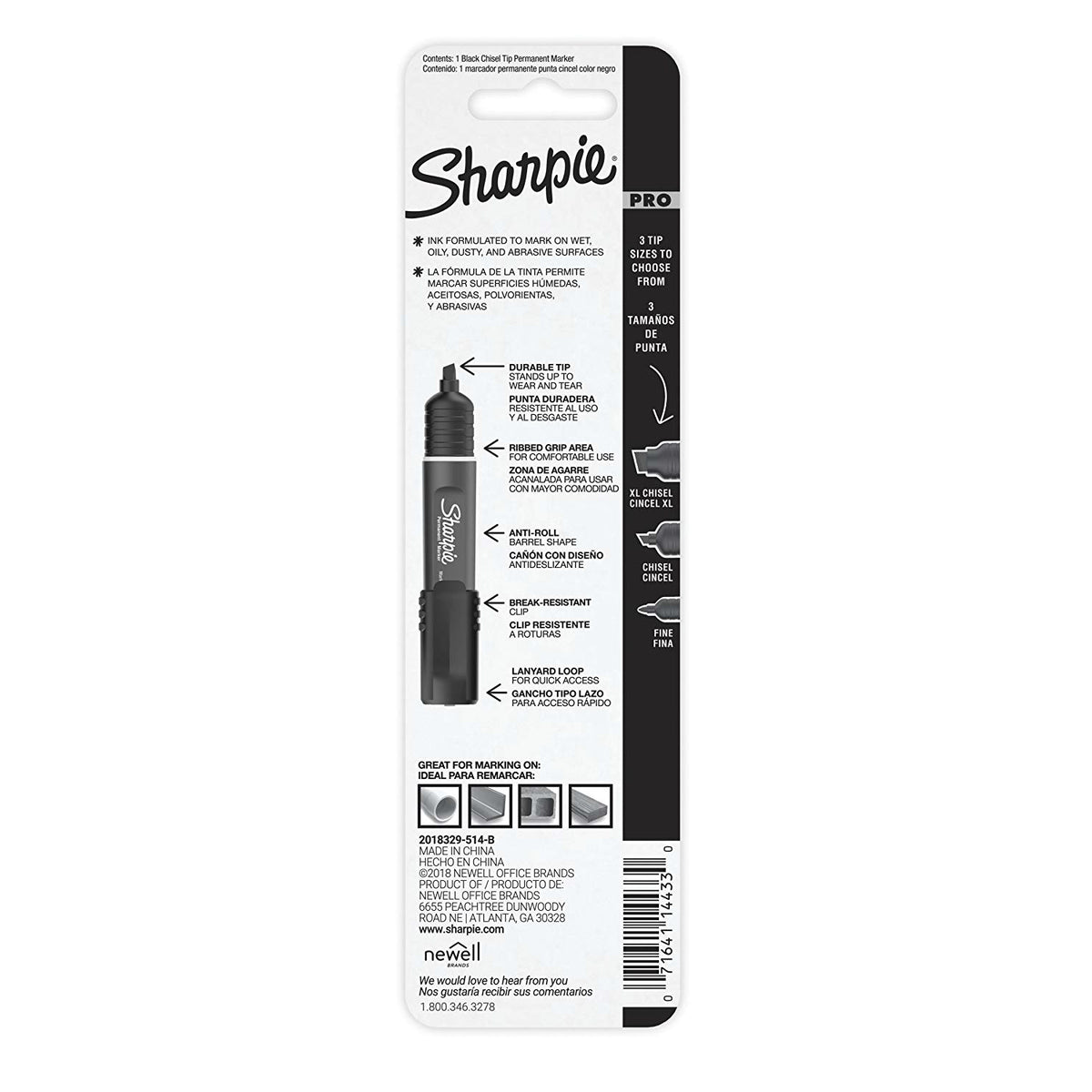 Sharpie 2018329 Pro Chisel Tip Permanent Marker, Black