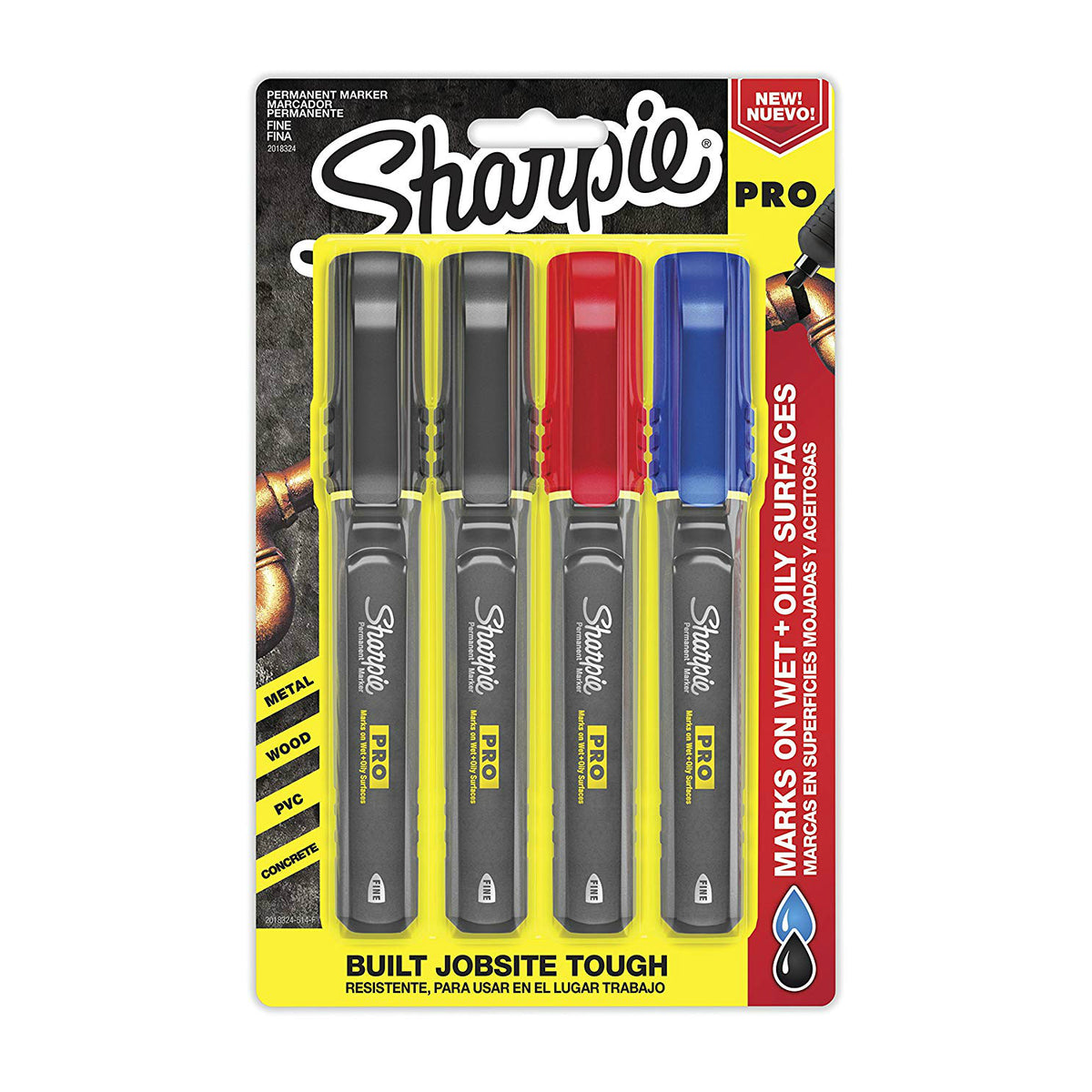 Sharpie 2018324 Pro Fine Tip Permanent Markers, Assorted Colors, 4-Count