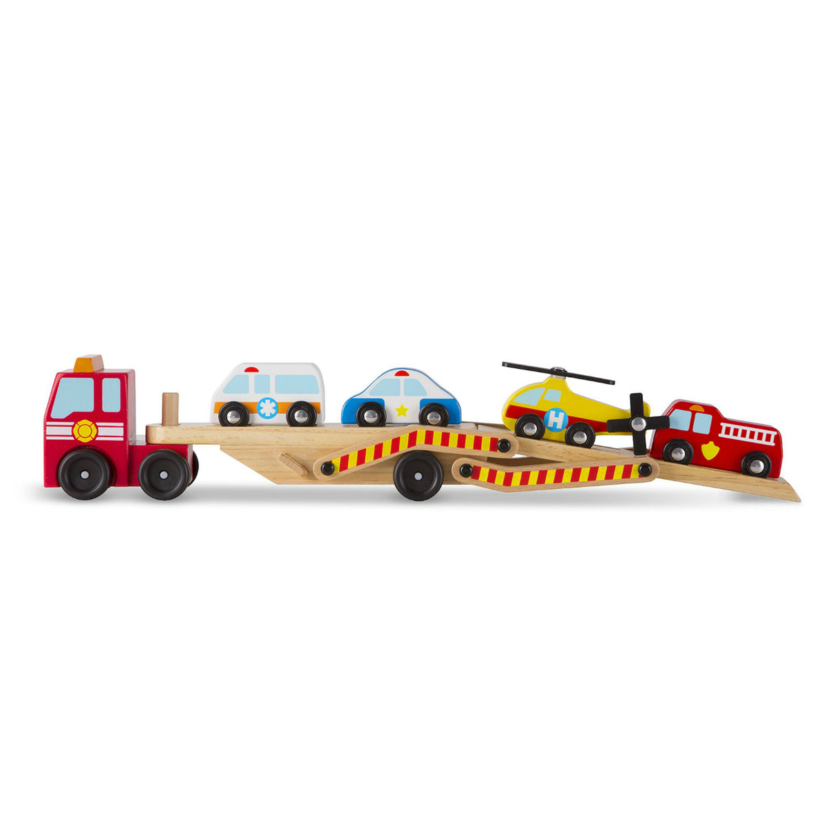 Melissa & Doug 4610 Emergency Vehicle Carrier Wooden Play Set, Age 3+