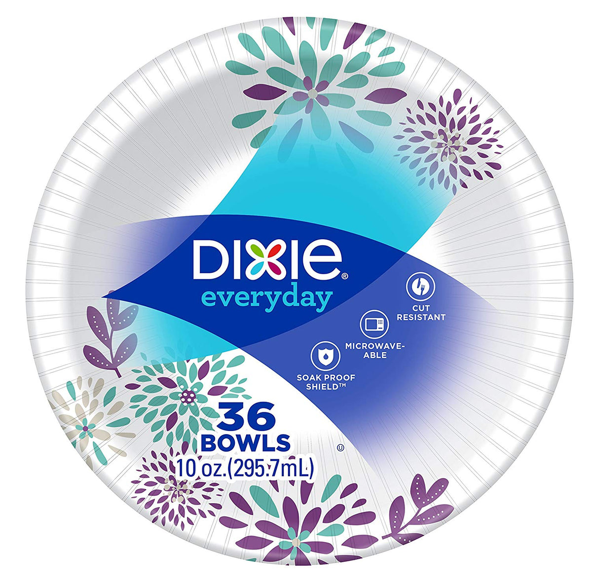 Dixie 15253 Everyday Heavy Duty Disposable Paper Bowl 10 Oz, Assorted, 36-Count