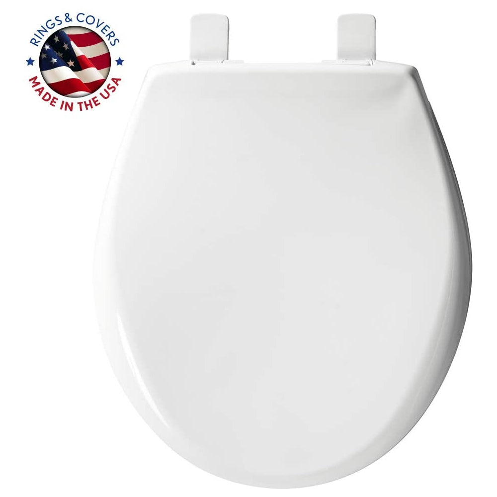 Mayfair 87SLOW-000 Whisper Close Round Plastic Toilet Seat, Never Loosen, White