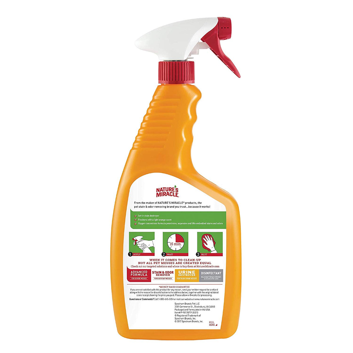 Nature's Miracle P-98170 Just for Cats Oxy Formula Stain & Odor Remover, 24 Oz