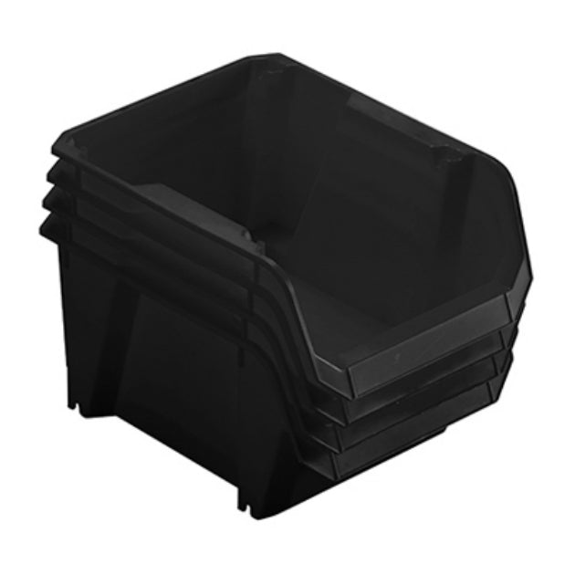 Stanley STST55304B Stackable Polypropylene Storage Bin, Black, #3, 4-Pack