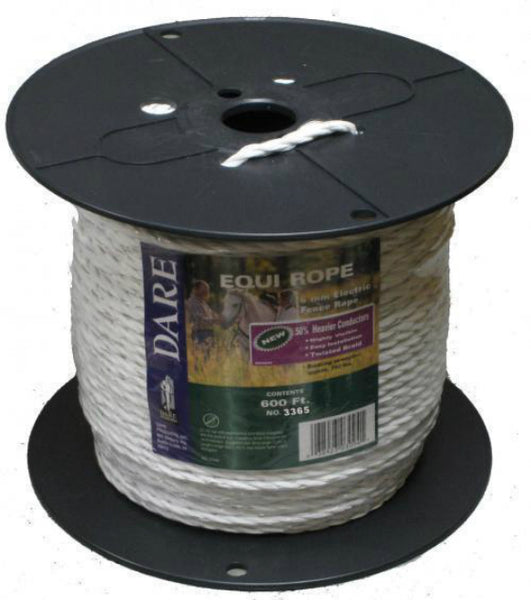 Dare 3365 Twisted HD Polyethylene Rope With 7-Strands Wire, White, 6 mm x 600'