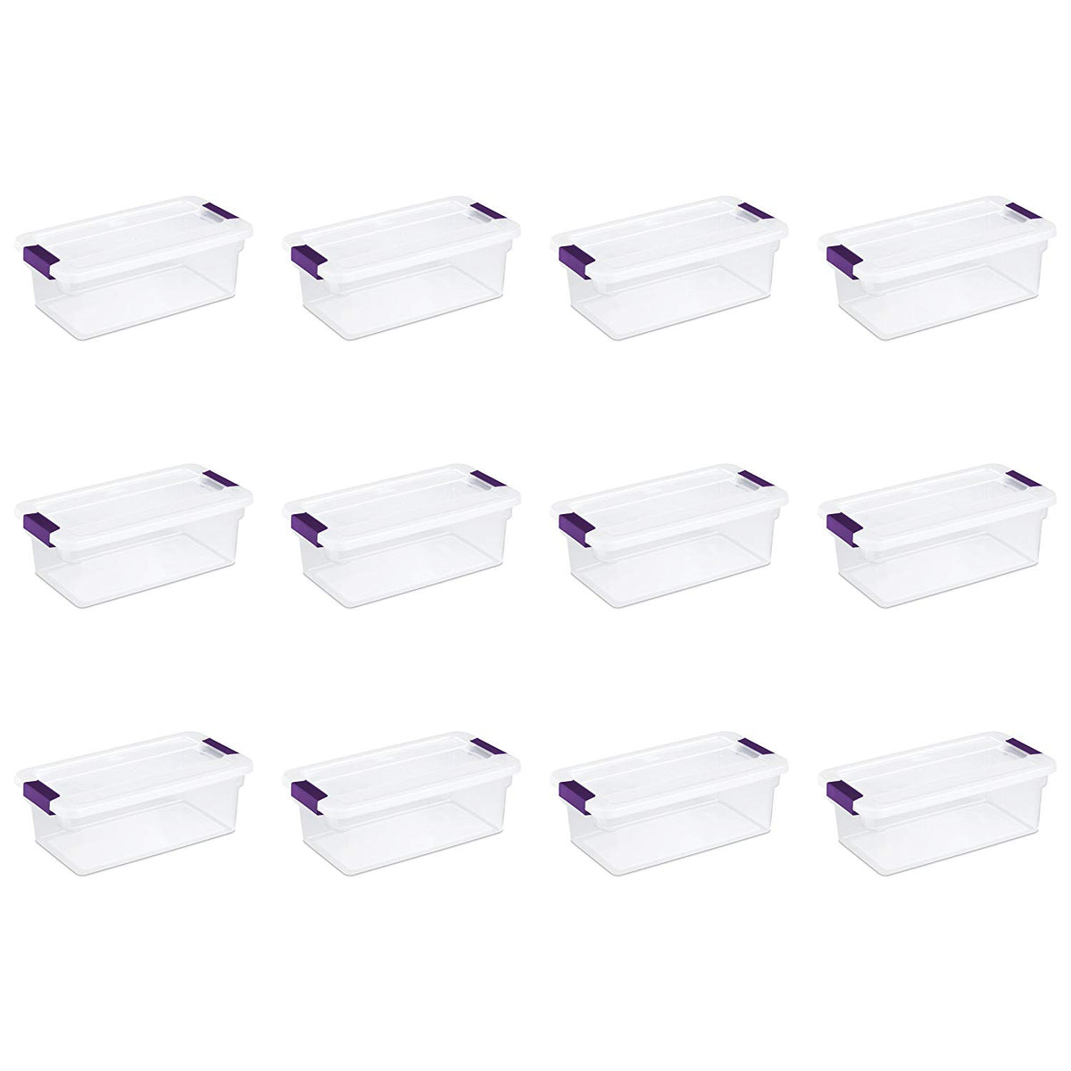 Sterilite 17511712 ClearView Latch Box with Sweet Plum Latches, 6 Qt