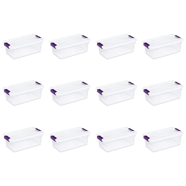 Sterilite 17511712 ClearView Latch Box with Sweet Plum Latches, 6 Qt