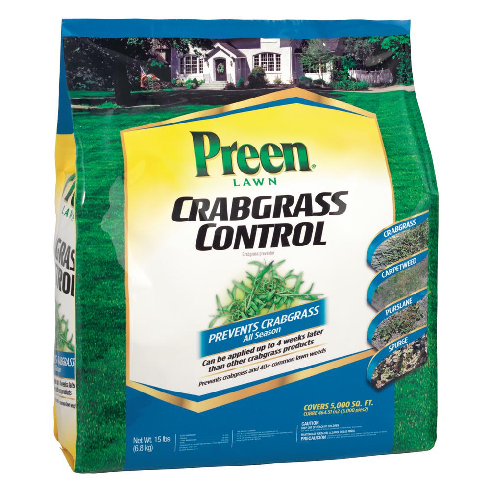 Preen 24-64151 Lawn Crabgrass Control, 0-0-7, 15 Lb, 5000 Sq.ft.
