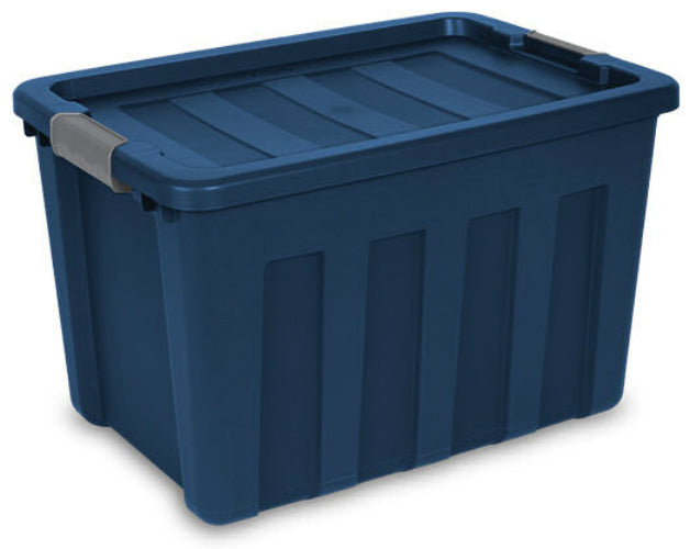 Sterilite 16877404 Ultra Tote with True Blue Lid/Base & Titanium Latches, 25 Gal