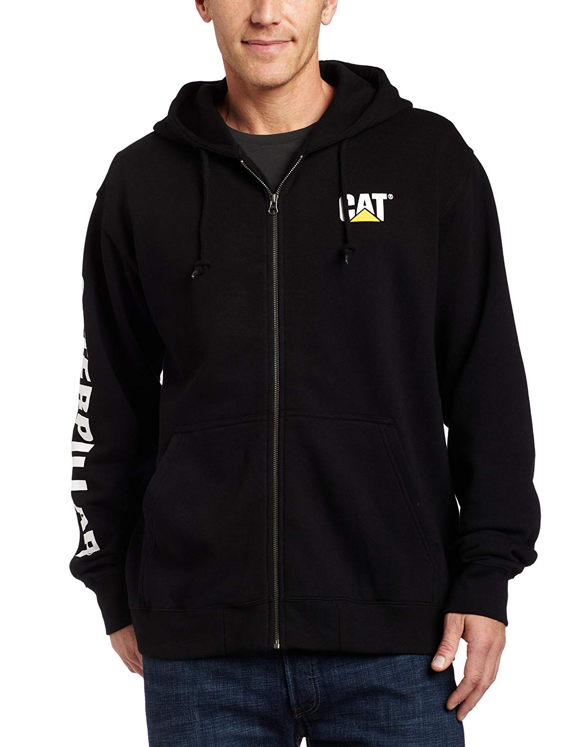 CAT W10840-016-L Full Zip Hooded Sweatshirt, Black, Large