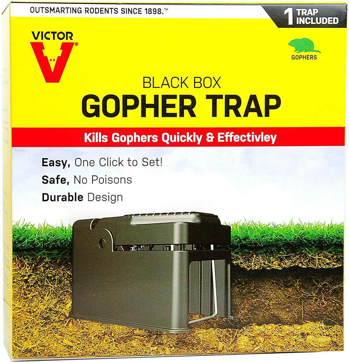 Victor 0626 The Black Box Gopher Trap, Choker Loop-Style, Plastic/Steel