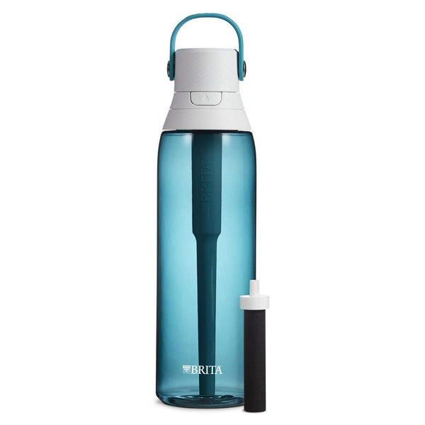 Brita 36377 Premium Hard Sided Plastic Filtering Water Bottle, Sea Glass, 26 Oz