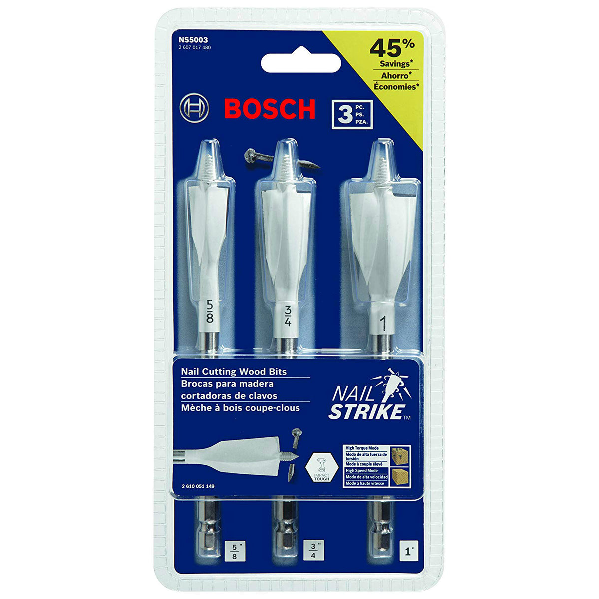 Bosch NS5003 Nail Strike Wood-Boring Bit Set, 3-Piece