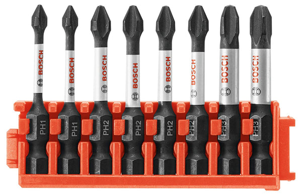 Bosch CCSSQV208 Impact Tough Square 2" Power Bits with Clip, 8-Piece