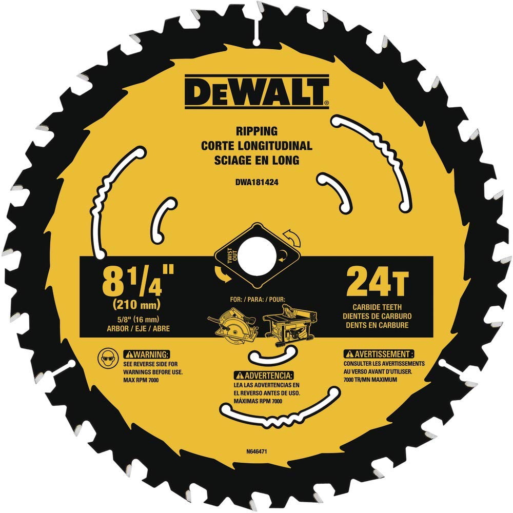 DeWalt DWA181424 Circular Saw Blades, 24-Tooth, 8-1/4"