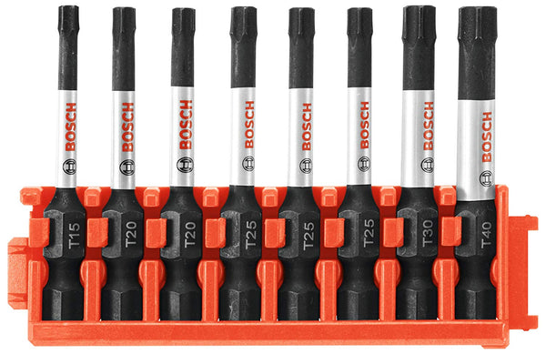 Bosch CCSTV208 Impact Tough Torx 2" Power Bits with Clip, 8-Piece