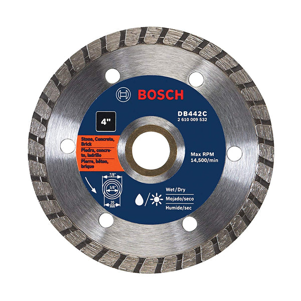 Bosch DB442C Premium Turbo Rim Diamond Blade for Smooth Cuts, 14500 RPM, 4"