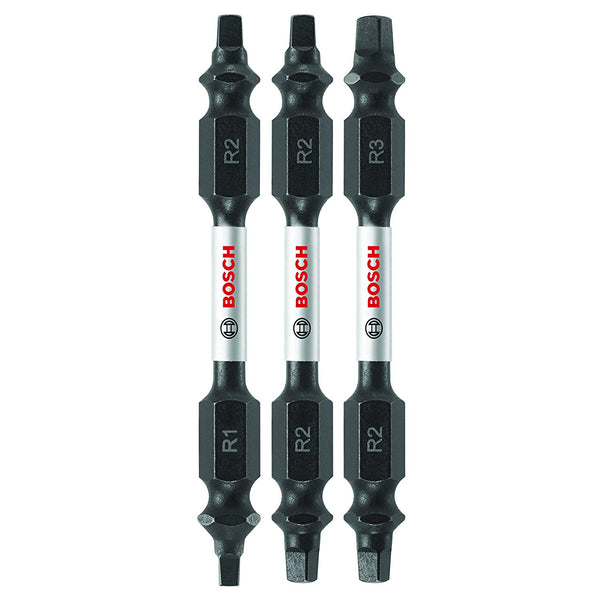 Bosch ITDESQV2503 Impact Tough Square Double-Ended Bits, 2.5", 3-Piece