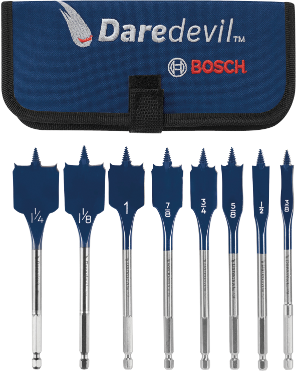 Bosch DSB5008P Daredevil Standard Spade Bit Set with Pouch, 8-Piece